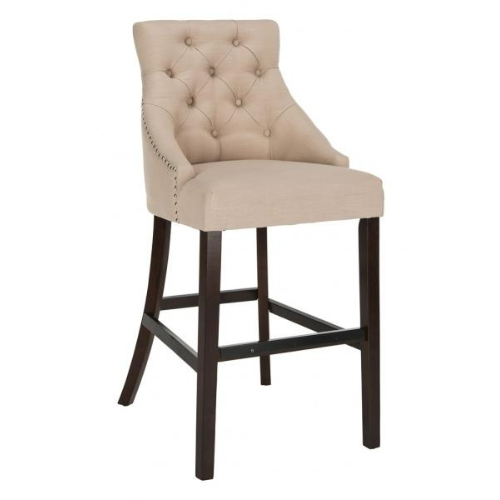 Beige Tufted Wing Back Bar Stool (Set of 2) - The Mayfair Hall
