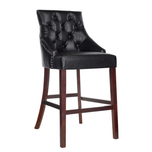 Black Tufted Wing Back Bar Stool (Set of 2) - The Mayfair Hall