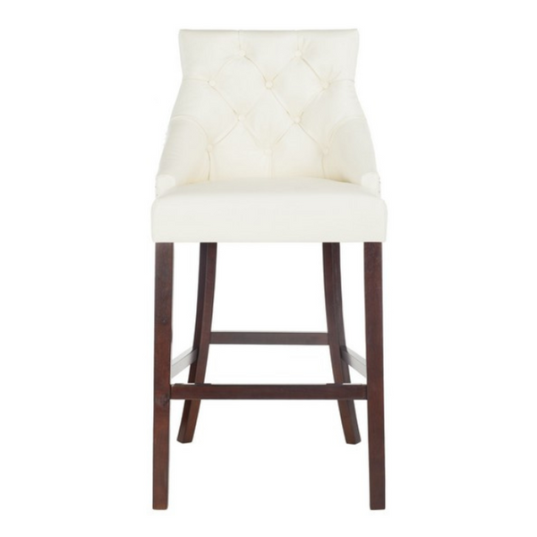 White Tufted Wing Back Bar Stool (Set of 2) - The Mayfair Hall