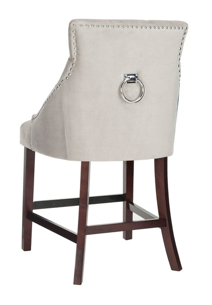 Grey-Espresso Tufted Wing Back Counter Stool (Set of 2) - The Mayfair Hall