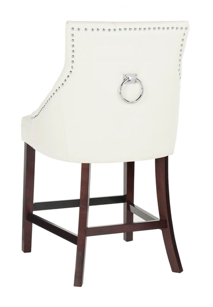 White-Espresso Tufted Wing Back Counter Stool (Set of 2) - The Mayfair Hall