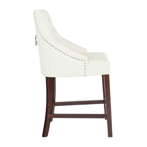 White-Espresso Tufted Wing Back Counter Stool (Set of 2) - The Mayfair Hall