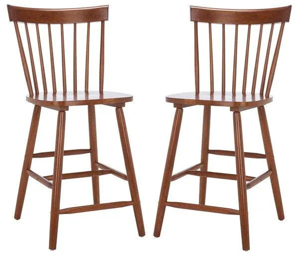Safavieh Providence Walnut Spindle Back Counter Stool (Set of 2)