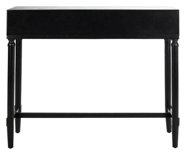 Safavieh Aliyah Two Drawer Console Table in Black with Carved Accent