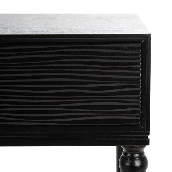 Safavieh Aliyah Two Drawer Console Table in Black with Carved Accent