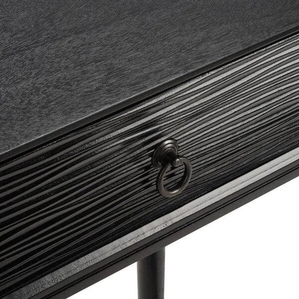 Safavieh Aliyah Two Drawer Console Table in Black with Carved Accent