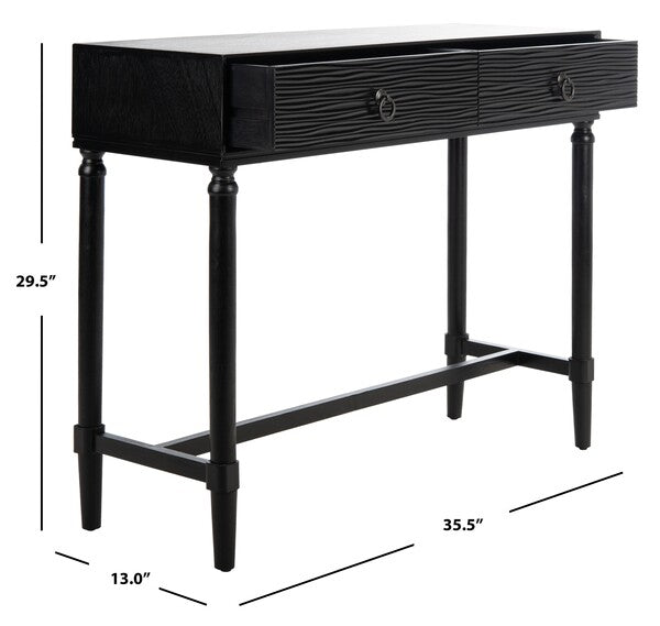2 Drawer Black Console Table - The Mayfair Hall