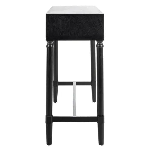Safavieh Aliyah Two Drawer Console Table in Black with Carved Accent
