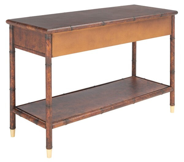 Tudor Brown-Gold Chinoiserie Bamboo Console Table - The Mayfair Hall