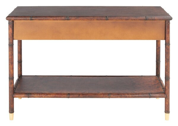 Brown-Gold 2 Drawer 1 Shelf Console Table - The Mayfair Hall