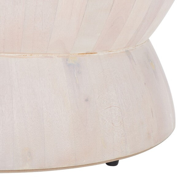 Alecto Whitewashed Architectural Round Coffee Table - The Mayfair Hall