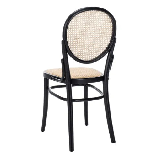 Black-Natural Cane Dining Chair (Set of 2) - The Mayfair Hall