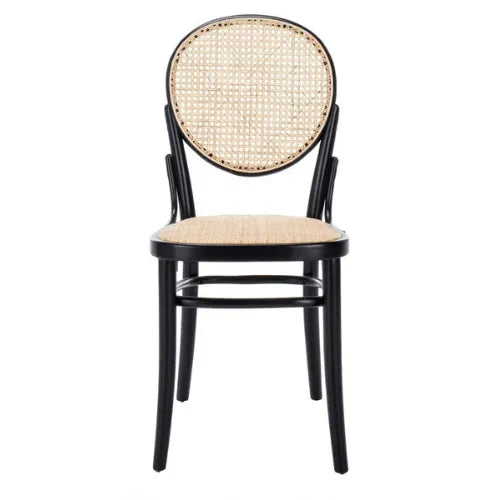 Black-Natural Cane Dining Chair (Set of 2) - The Mayfair Hall