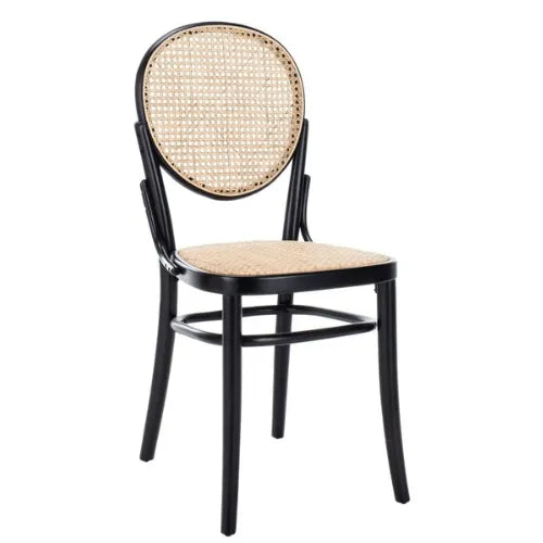 Black-Natural Cane Dining Chair (Set of 2) - The Mayfair Hall