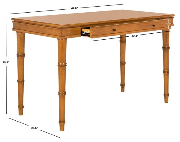 Noely Modern Coastal Brown Bamboo Writing Desk - The Mayfair Hall
