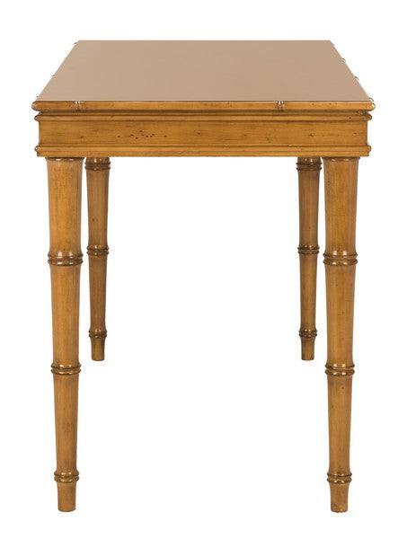 Noely Modern Coastal Brown Bamboo Writing Desk - The Mayfair Hall
