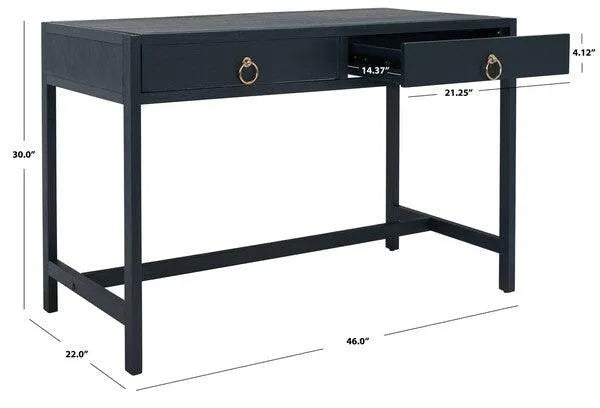 2 Drawer Desk in Navy Finish - The Mayfair Hall