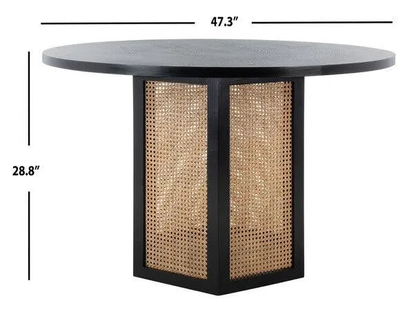 Sleek Black Cane Dining Table - The Mayfair Hall