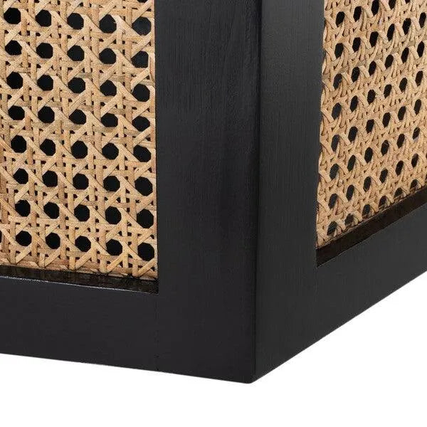 Sleek Black Cane Dining Table - The Mayfair Hall