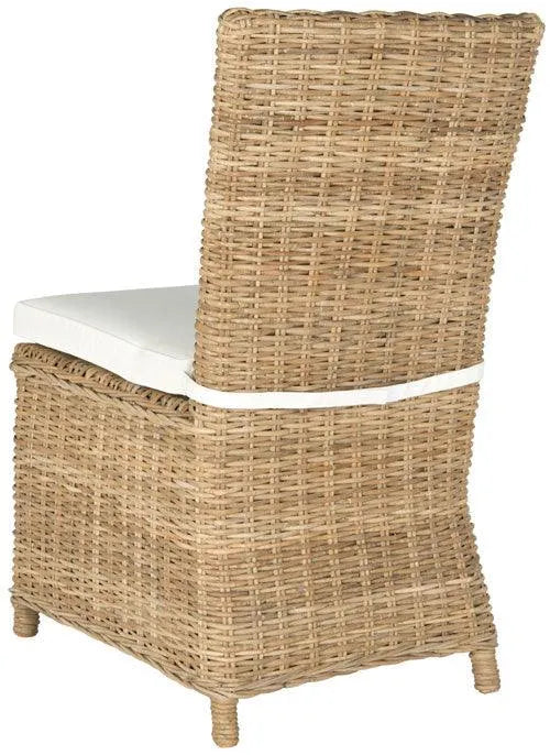 Natural 17"h Rattan Side Chair With Off-White Cushions (Set o 2) - The Mayfair Hall