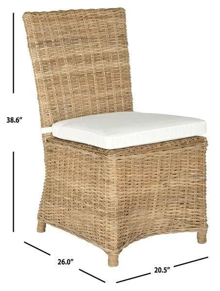 Natural 17"h Rattan Side Chair With Off-White Cushions (Set o 2) - The Mayfair Hall
