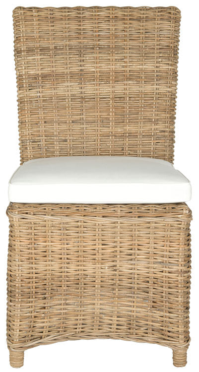 Natural 17"h Rattan Side Chair With Off-White Cushions (Set o 2) - The Mayfair Hall