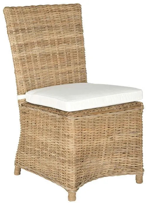 Natural 17"h Rattan Side Chair With Off-White Cushions (Set o 2) - The Mayfair Hall