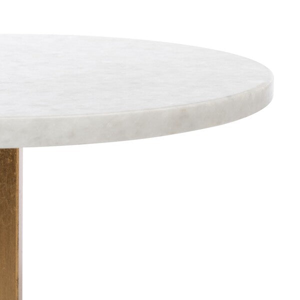 Myrna White Granite Gold Leaf Round Accent Table - The Mayfair Hall