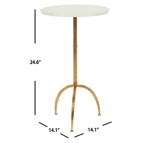 Myrna White Granite Gold Leaf Round Accent Table - The Mayfair Hall