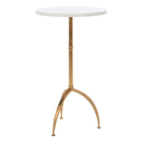 White-Gold Round Top Gold Leaf Accent Table - The Mayfair Hall