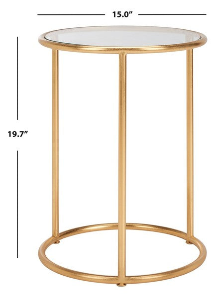 Shay Sophisticated Glass Top Gold Leaf Accent Table - The Mayfair Hall