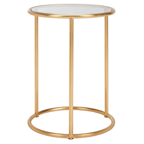 Sophisticated Glass Top Gold Leaf Accent Table - The Mayfair Hall