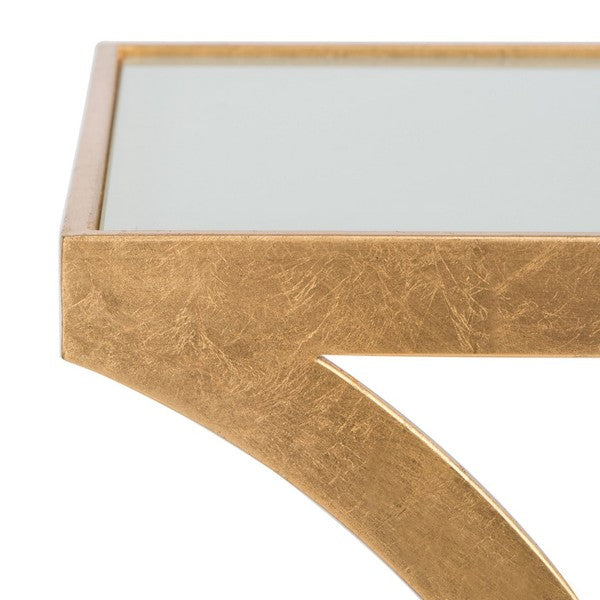 Elegant Gold Leaf Accent Table and White Top Glass - The Mayfair Hall