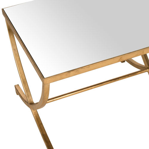 Gold Leaf Accent Table With Glass Top - The Mayfair Hall