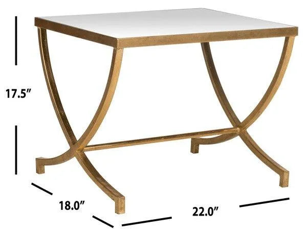 Gold Leaf Accent Table With Glass Top - The Mayfair Hall