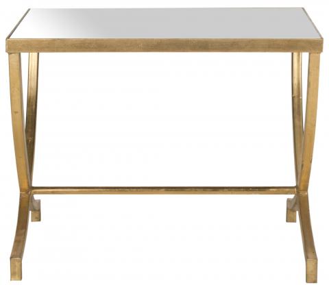 Gold Leaf Accent Table With Glass Top - The Mayfair Hall
