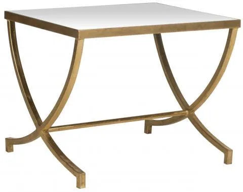 Gold Leaf Accent Table With Glass Top - The Mayfair Hall