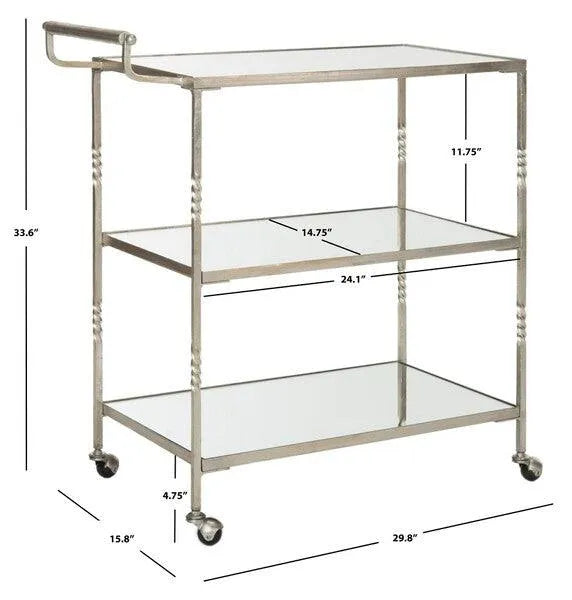 Aurelius Silver Serving Bar Cart - The Mayfair Hall