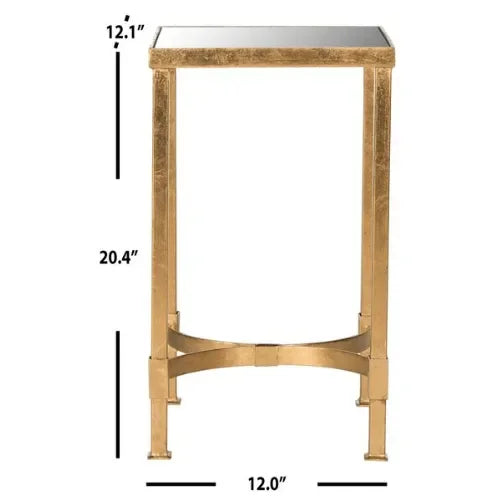 Safavieh Halyn Antique Gold Leaf Mirror Top End Table