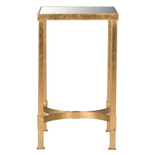 Halyn Antique Gold Leaf Mirror Top End Table - The Mayfair Hall