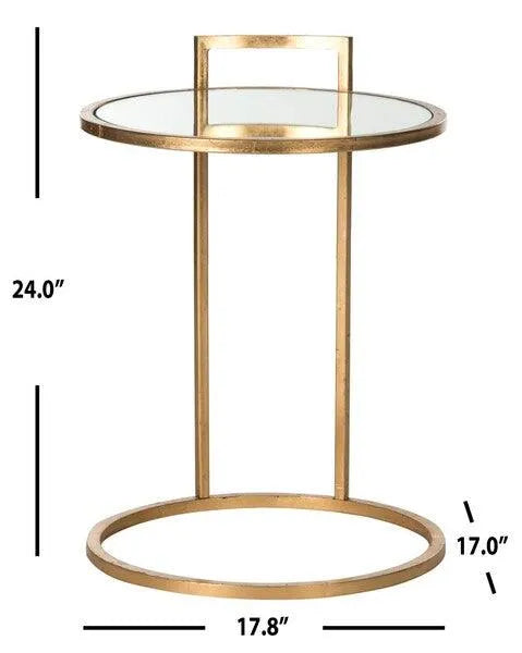 Calvin Round Antique Gold Leaf End Table - The Mayfair Hall