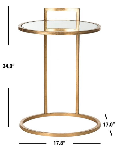 Round Antique Gold Leaf End Table - The Mayfair Hall