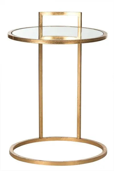 Calvin Round Antique Gold Leaf End Table - The Mayfair Hall