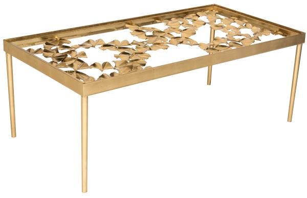 Antique Gold Finish Ginkgo Leaf Coffee Table - The Mayfair Hall