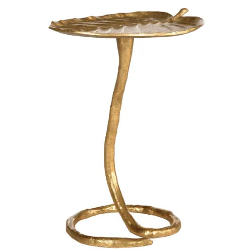 Mina Contemporary Gold Foil Petal Side Table - The Mayfair Hall