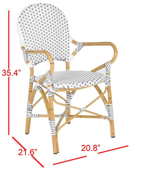 Hooper Grey-White Outdoor Indoor Rattan Bistro Dining Chair (Set of 2) - The Mayfair Hall