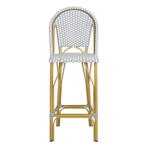 Grey-White Indoor Outdoor French Bistro Bar Stool - The Mayfair Hall