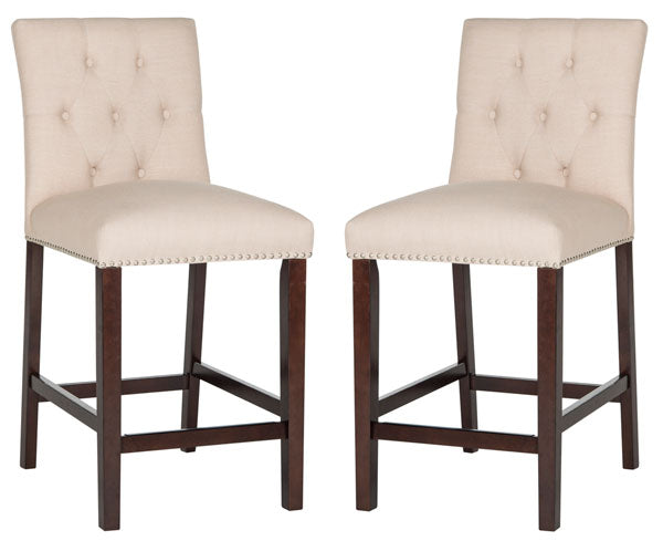 Norah Beige Linen Tufted Contemporary Counter Stool (Set of 2) - The Mayfair Hall