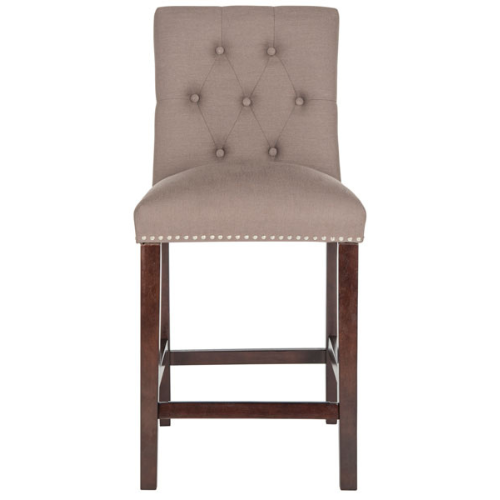 Norah Dark Taupe Linen Tufted Counter Stool (Set of 2) - The Mayfair Hall