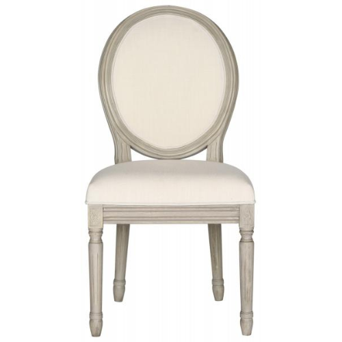 Rustic Grey 19"H Oval Side Chair in Beige Linen (Set of 2) - The Mayfair Hall